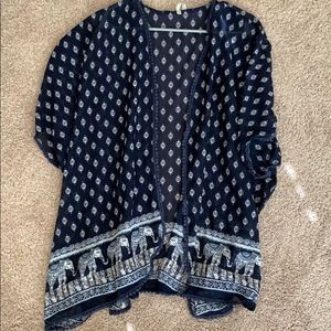 Blue elephant lightweight ruana